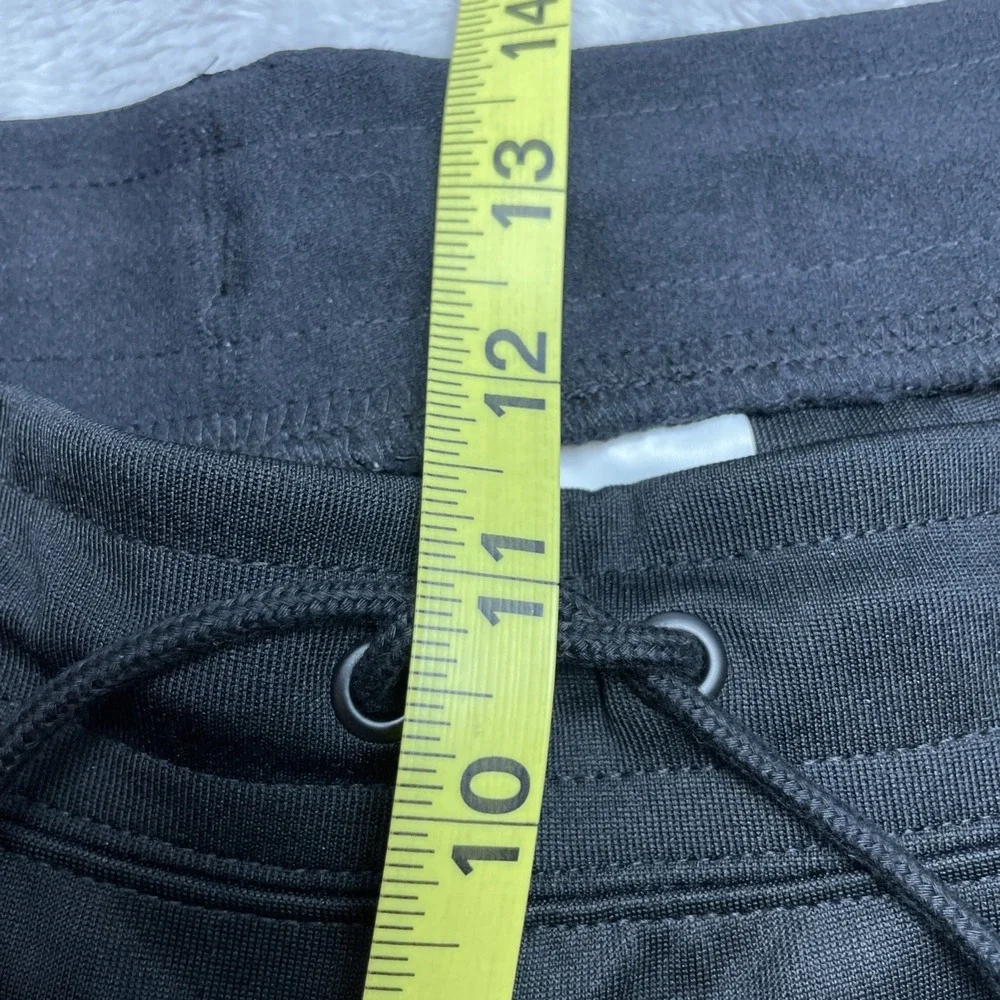 Nike Womens Double Swoosh Tape Logo Joggers Pants Size L Black Drawstring Pocket